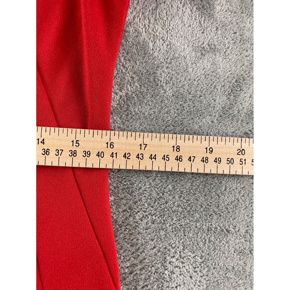 Tommy Hilfiger Red Ruffle‎ Sleeve Shift Dress Womens 4 Boat Neck Pockets Zipper - Picture 6 of 11